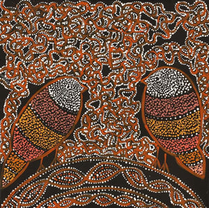 Peinture "Oiseaux de Yuendumu" de Geraldine Napangardi Granites