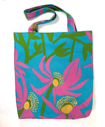 Tote Bag 'Manwak (Mumeka Blooms / Fleurs Mumeka)' - Deborah Wurrkidj (Turquoise)